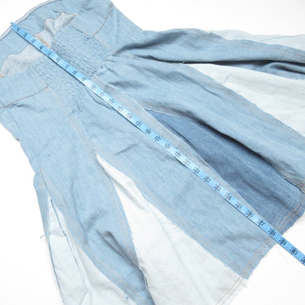 Anthropologie Pilcro Strapless Seamed Denim Mini Dress Light Blue Medium - Picture 6 of 10